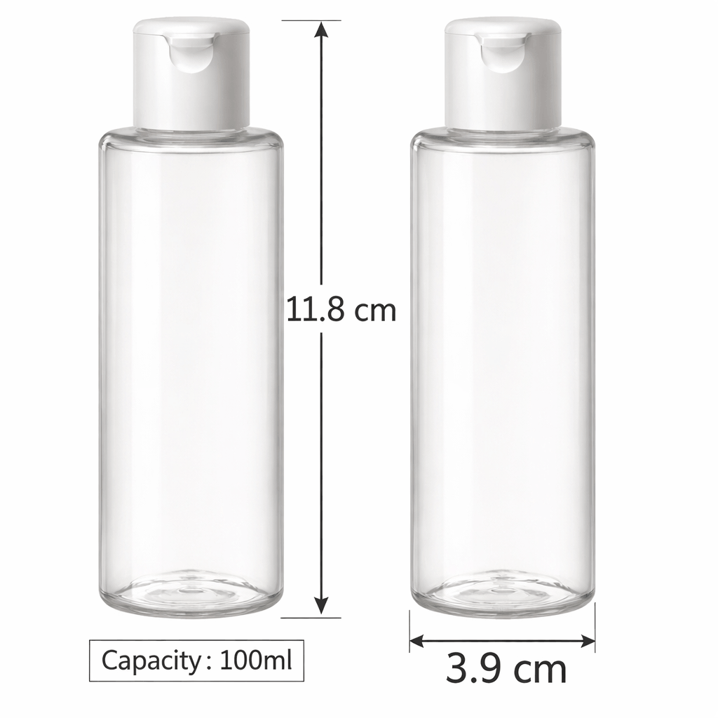 100ml Empty PET Bottle — Round Transparent Travel Bottle (Flip-Top Cap) - View 7