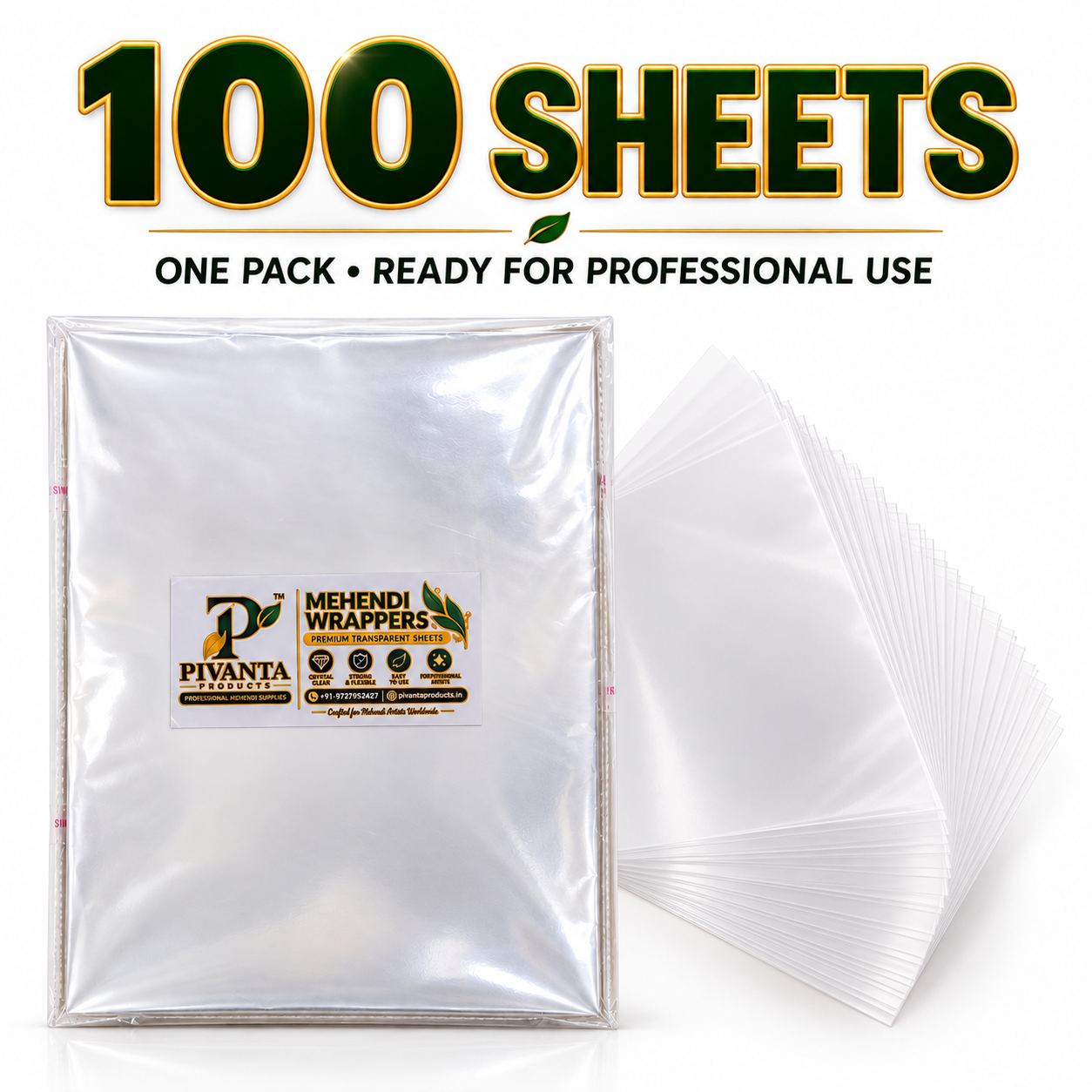 20 Micron Transparent Mehendi Cone Wrappers (5×7 Inch Cellophane Sheets) - View 2