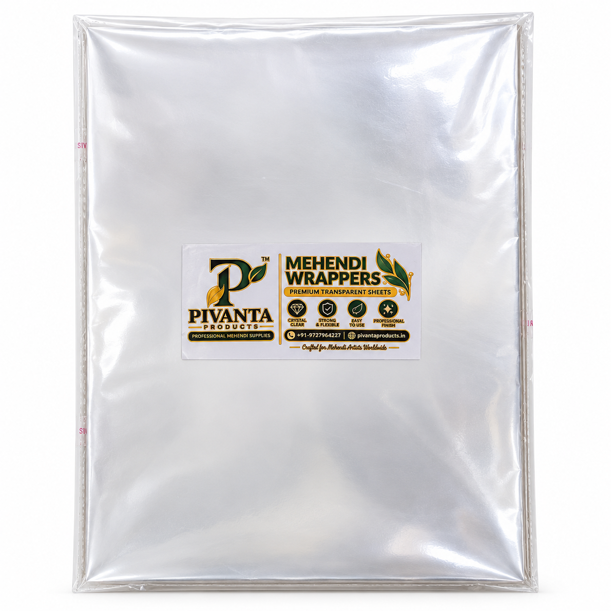 20 Micron Transparent Mehendi Cone Wrappers (5×7 Inch Cellophane Sheets)